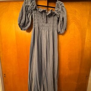 Elegant Long Sleeve Blue Maxi Dress